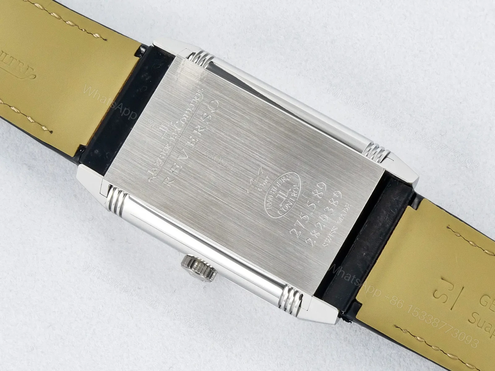 View 15 of Reverso Classic Duoface Small Seconds SS MGF Best Edition White Guilloché Dial on Black Leather Strap A854A