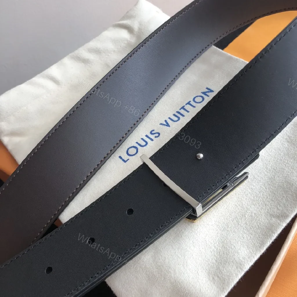 View 4 of Refined Black Leather Belt with Gold Buckle, Medium Width