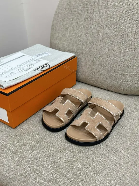 View 7 of Soft-Tone Leather Sandals with H Motif â€“ Luxe Everyday Comfort