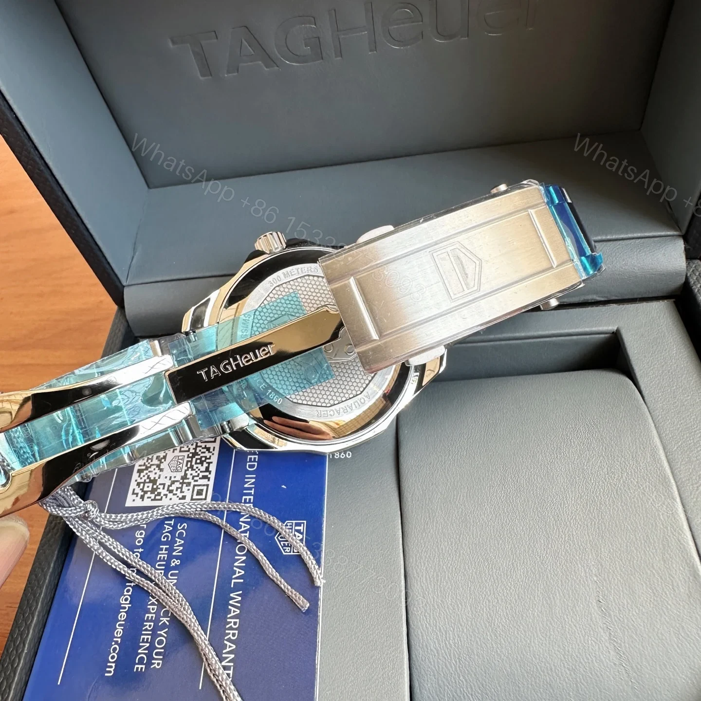 View 7 of TAG Heuer Aquaracer Automatic Watch 43MM Blue Wave Dial Ceramic Bezel Stainless Steel Bracelet Premium Edition TAG-AQUA-WAVE-BLU-43