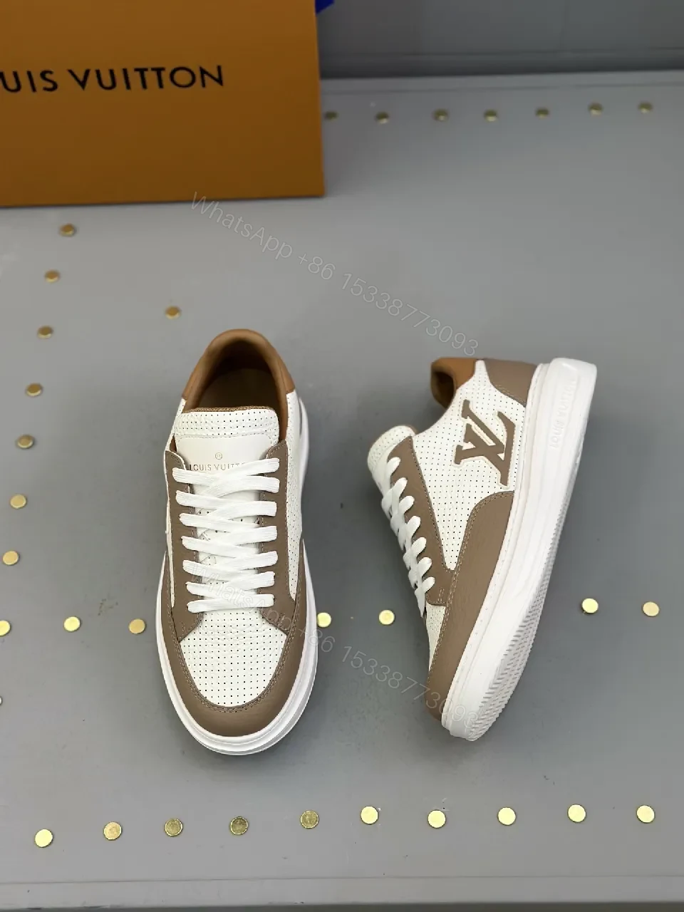 View 3 of Brown & White Leather Runner: Modern Luxury Sneaker Comfort