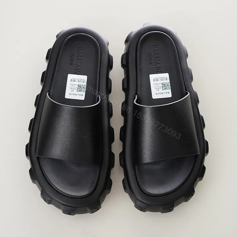 View 4 of Bold Minimalism Platform Slide: Black PU Leather, 5â€“12