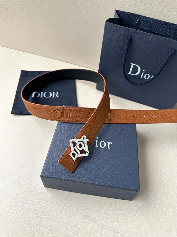 View 8 of Patterned Leather Belt with Dior Hardware â€“ Lux Essential Belt