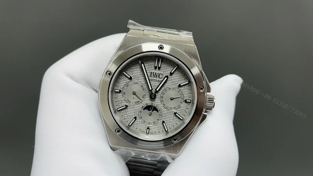 View 3 of IWC Ingenieur Silver Replica 42MM Premium Perpetual Calendar Steel Bracelet Edition RG-IWC-INGENIEUR-SILVER-42