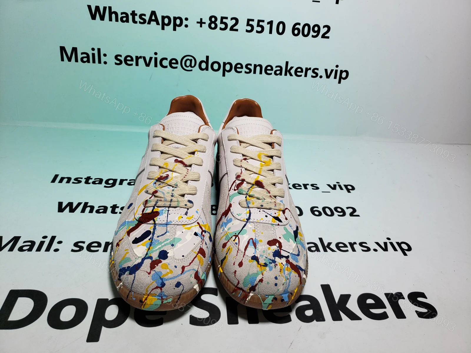 View 6 of Maison Margiela White Paint Replica Sneakers POIZON240805818