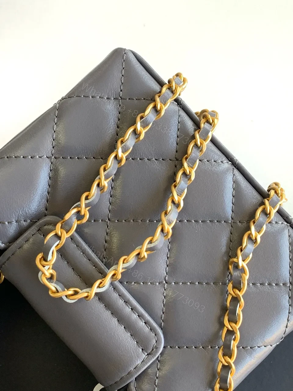 View 2 of Quilted Calfskin Mini Flap Bag with Gold Hardware