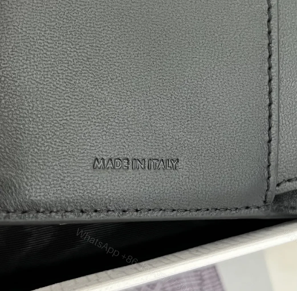 View 3 of Compact Black Leather Wallet with Gold Hardware