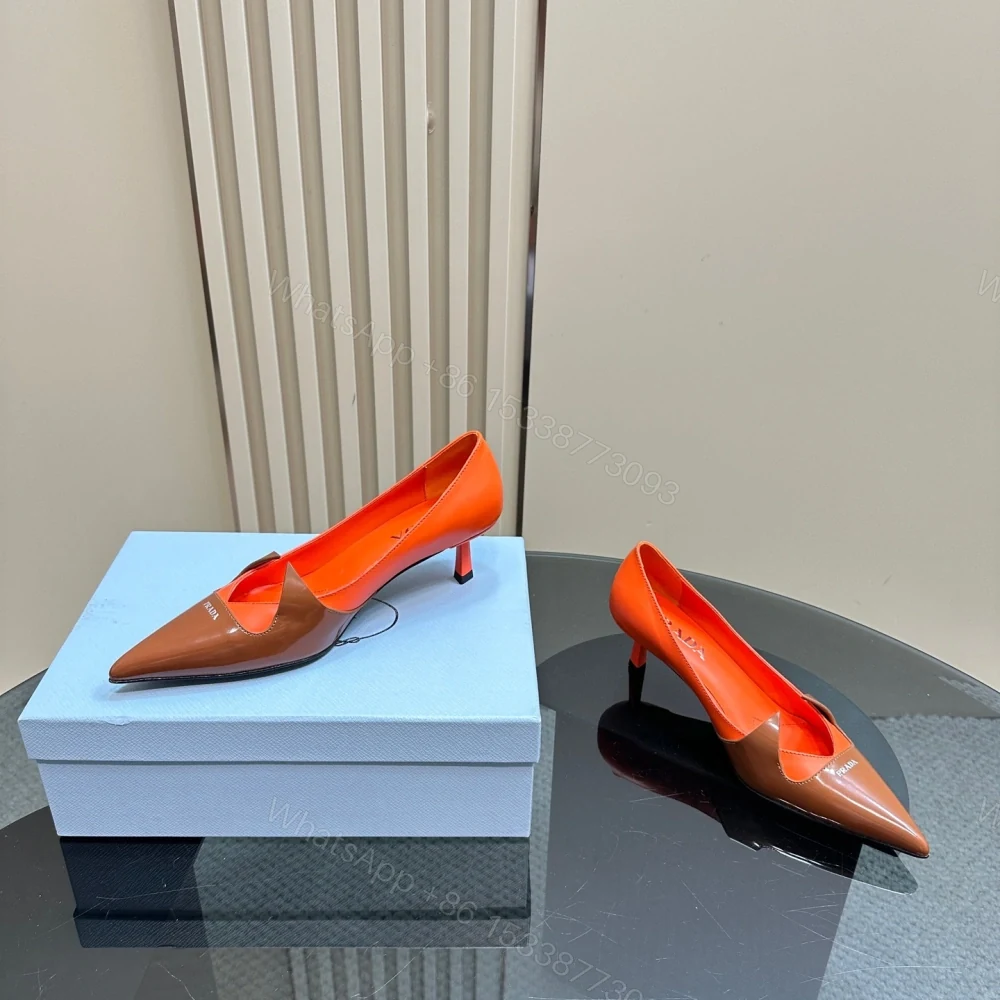 View 6 of 高仿Prada*1I976D尖頭走秀款高踭鞋5.5CM橙色免檢版