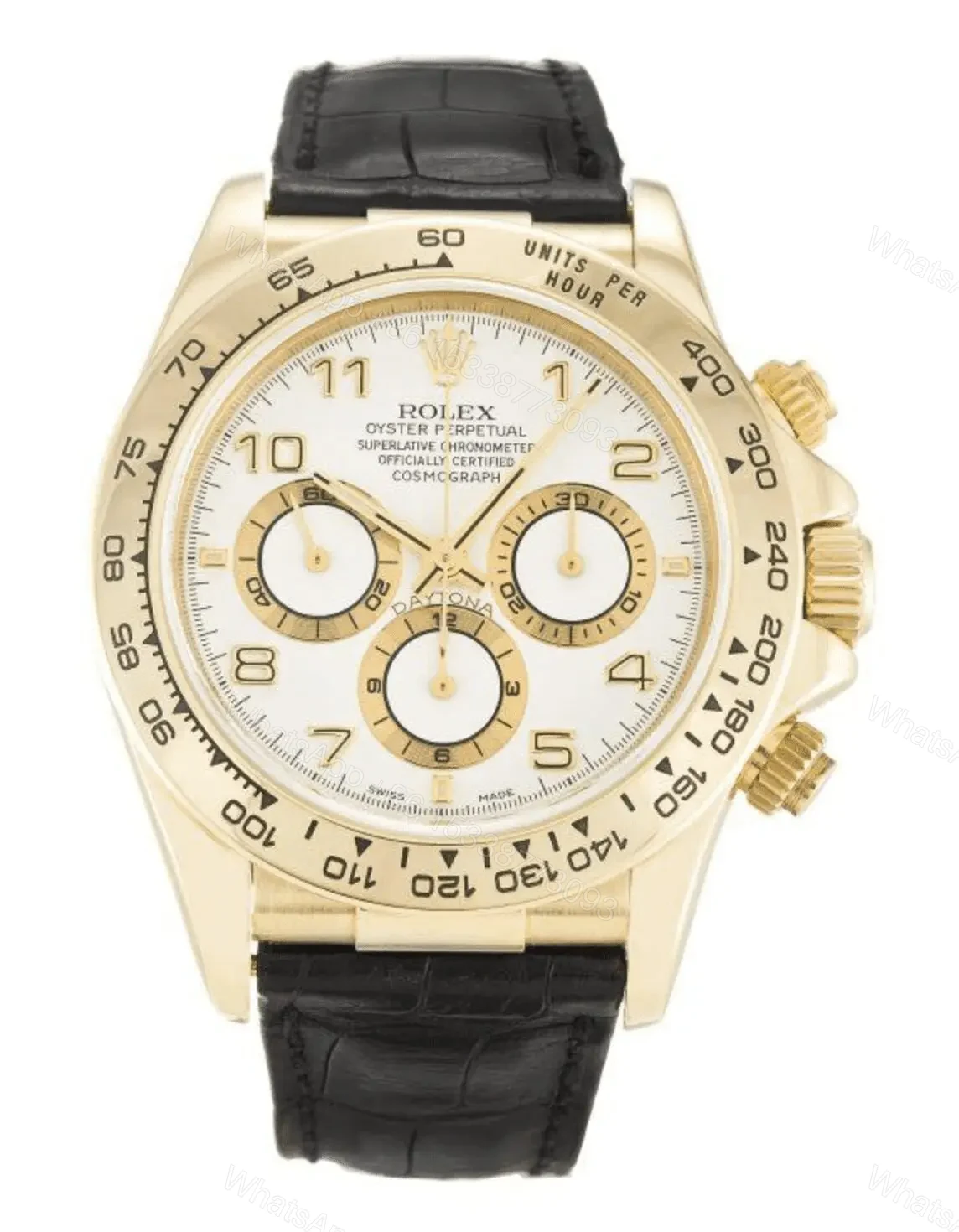 View 2 of Rolex Daytona Gold with Leather Strap Replica