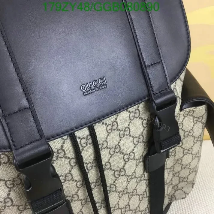 View 8 of Gucci GG Supreme Black Canvas & Leather Backpack GGB0808905 1:1