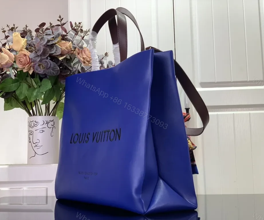 View 6 of Blue Structured Tote: Luxe Minimalist Everyday Carry