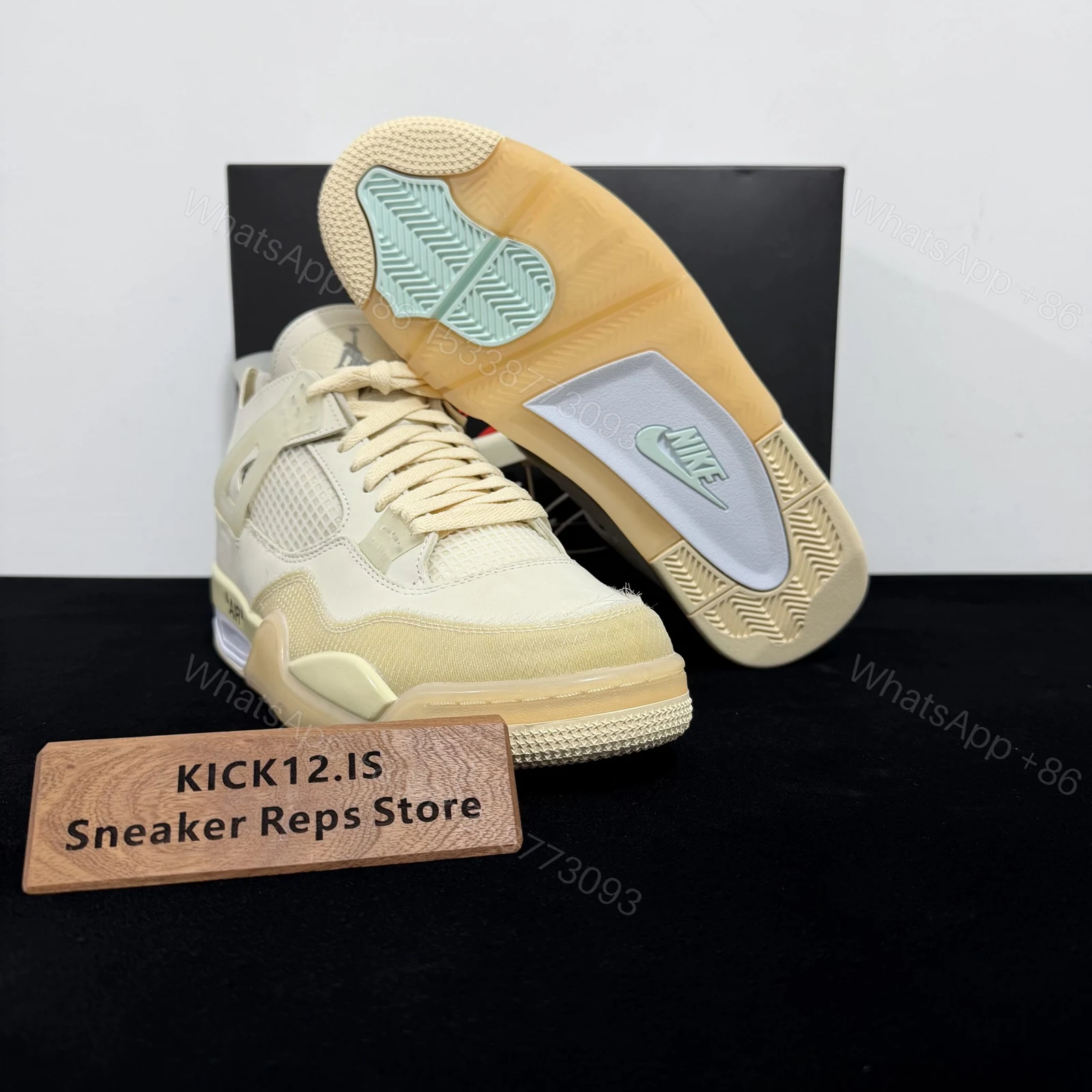 View 3 of Air Jordan 4 Retro Off-White Sail Reps