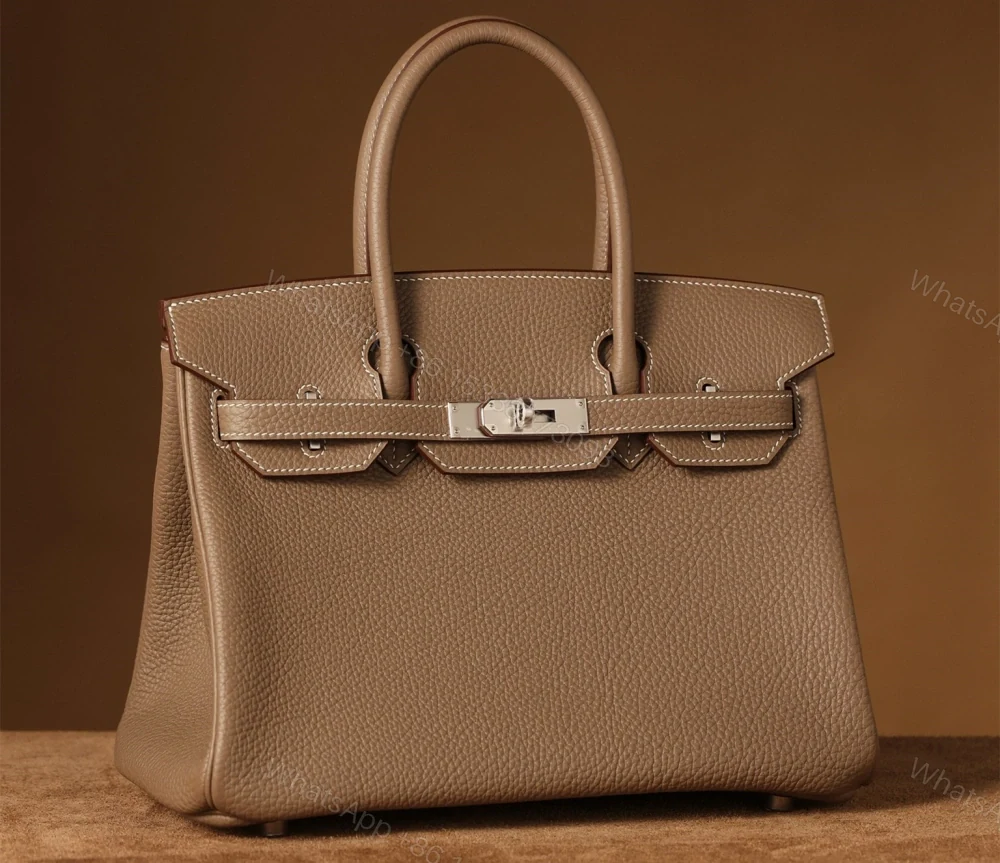 View 2 of 香港高仿HermesBirkin25柏金包原產皮革大象灰銀扣