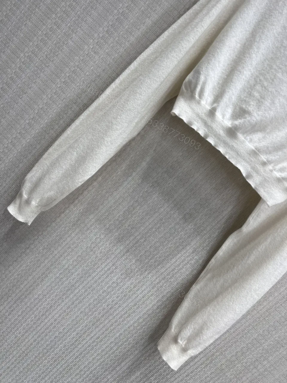 View 5 of Off-White: White Cropped Polo Knit Top with Button Placket