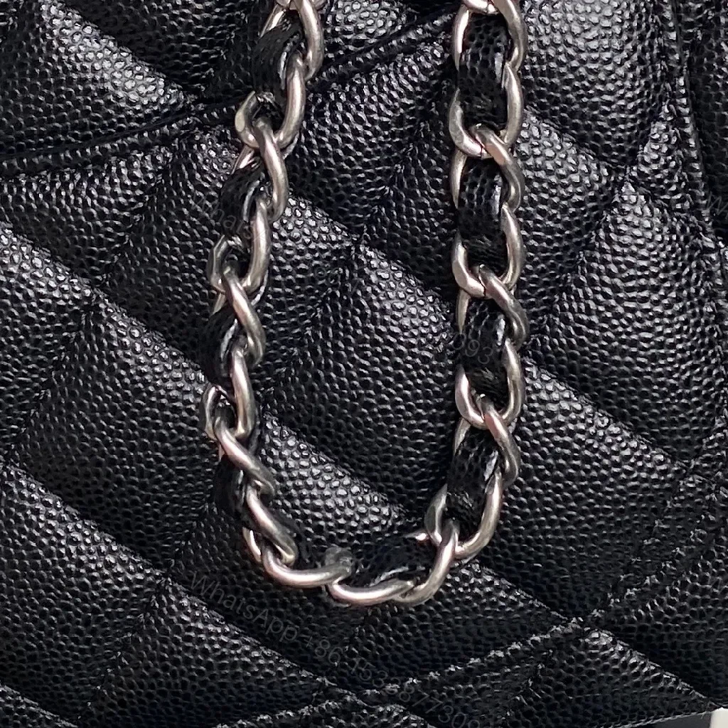 View 4 of Compact Quilted Black Flap Bag with Chain Strap