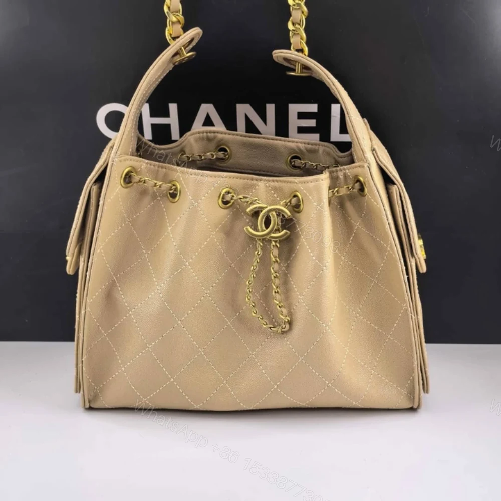 View 2 of Chanel 25 Small Handbag Grained And Gold Tone Metal Beige 25Cm