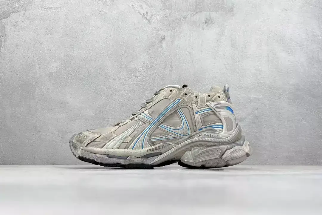 View 8 of BALENCIAGA RUNNER SNEAKER IN TAUPE/BLUE – BB264
