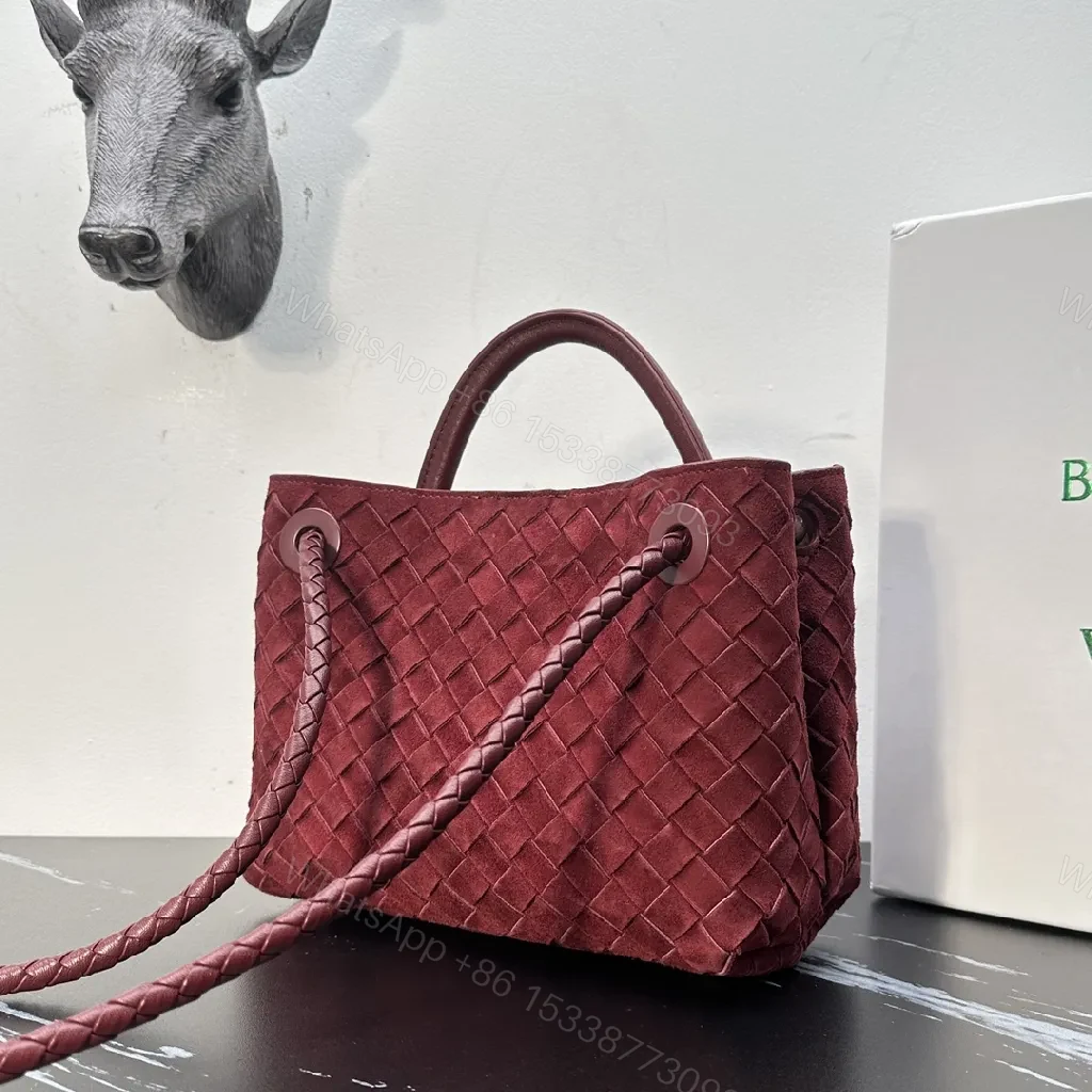 View 6 of Textured Burgundy Weave Everyday Mini Bag with Gold Hardware