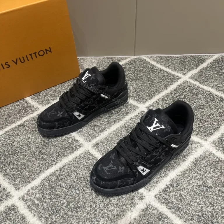 View 8 of Monochrome LV-Patterned High-Top Sneaker with Comfort Fit
