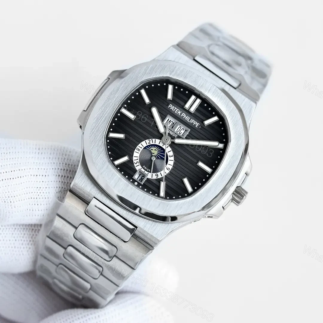 View 2 of Patek Philippe Super Clone Nautilus 5726 Black Dial Steel Bracelet Premium 40MM PATEK-NAUT5726-GRY40