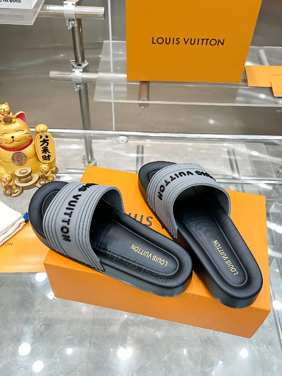 View 5 of Textured Strap Sandals: Luxury-Couture Inspired Slides