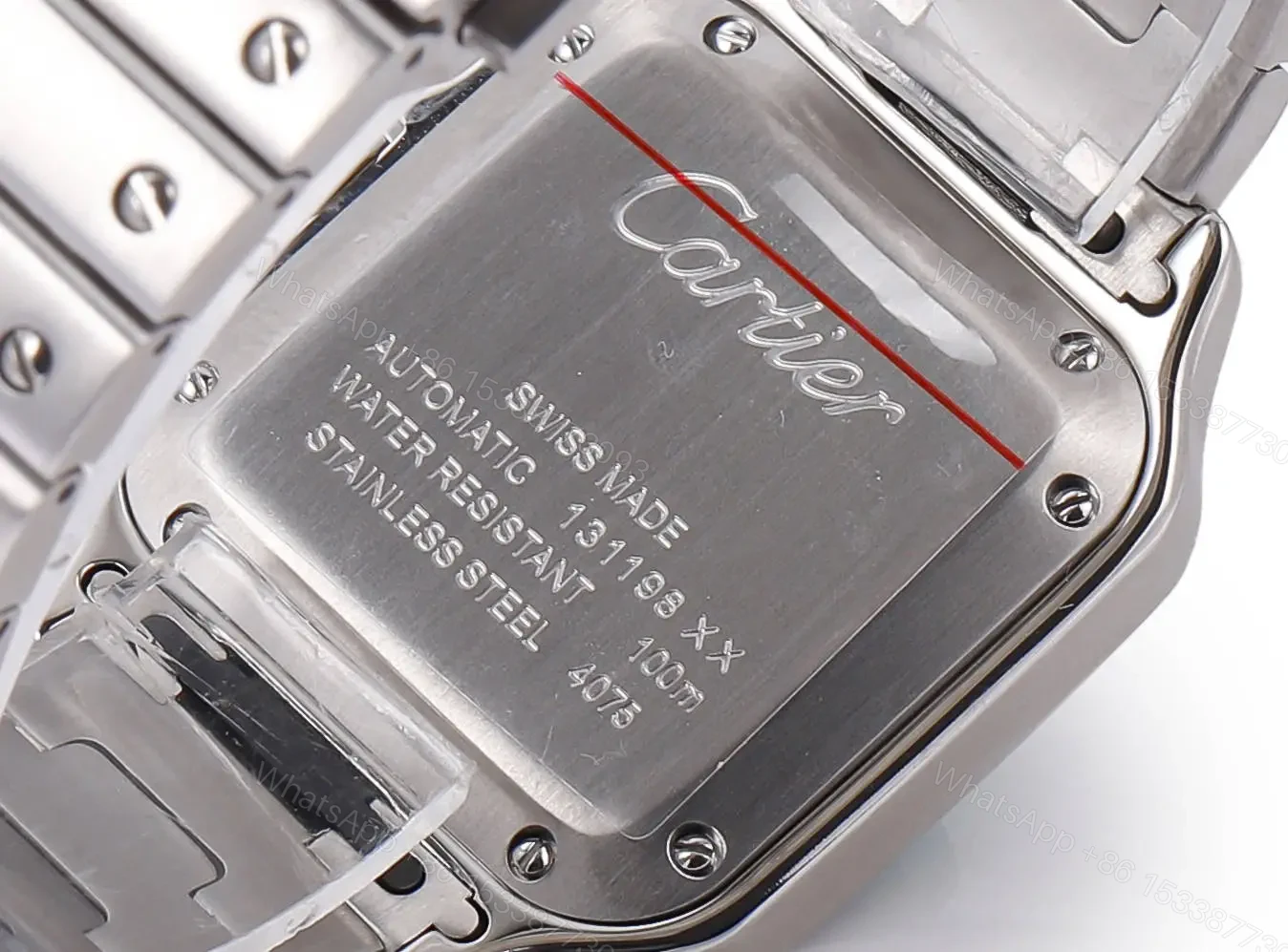 View 7 of Cartier super clone Santos White Dial Diamond Steel Bracelet Premium 40MM RG-CARTIER-SANTOS-WHT-DIA-STL-40