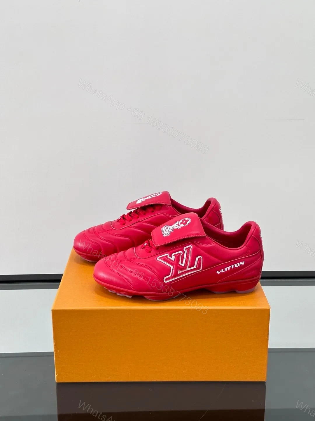View 3 of LV Men Red Leather Sneakers