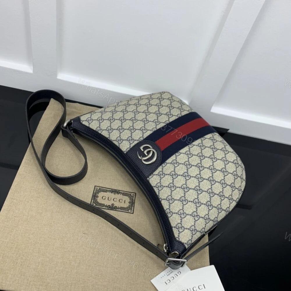 View 5 of Gucci Ophidia GG Small Shoulder Bag Navy Blue 30Cm