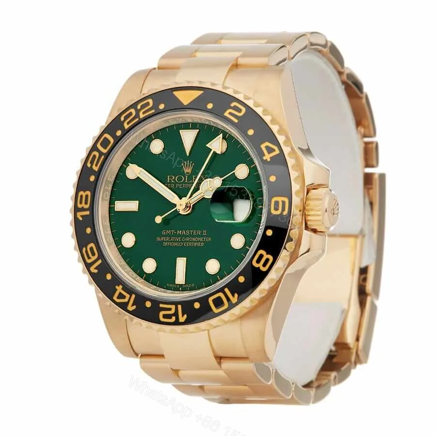 View 2 of Rolex GMT-Master II 116718LN Super Clone : Yellow Gold Green Dial 40mm Oyster