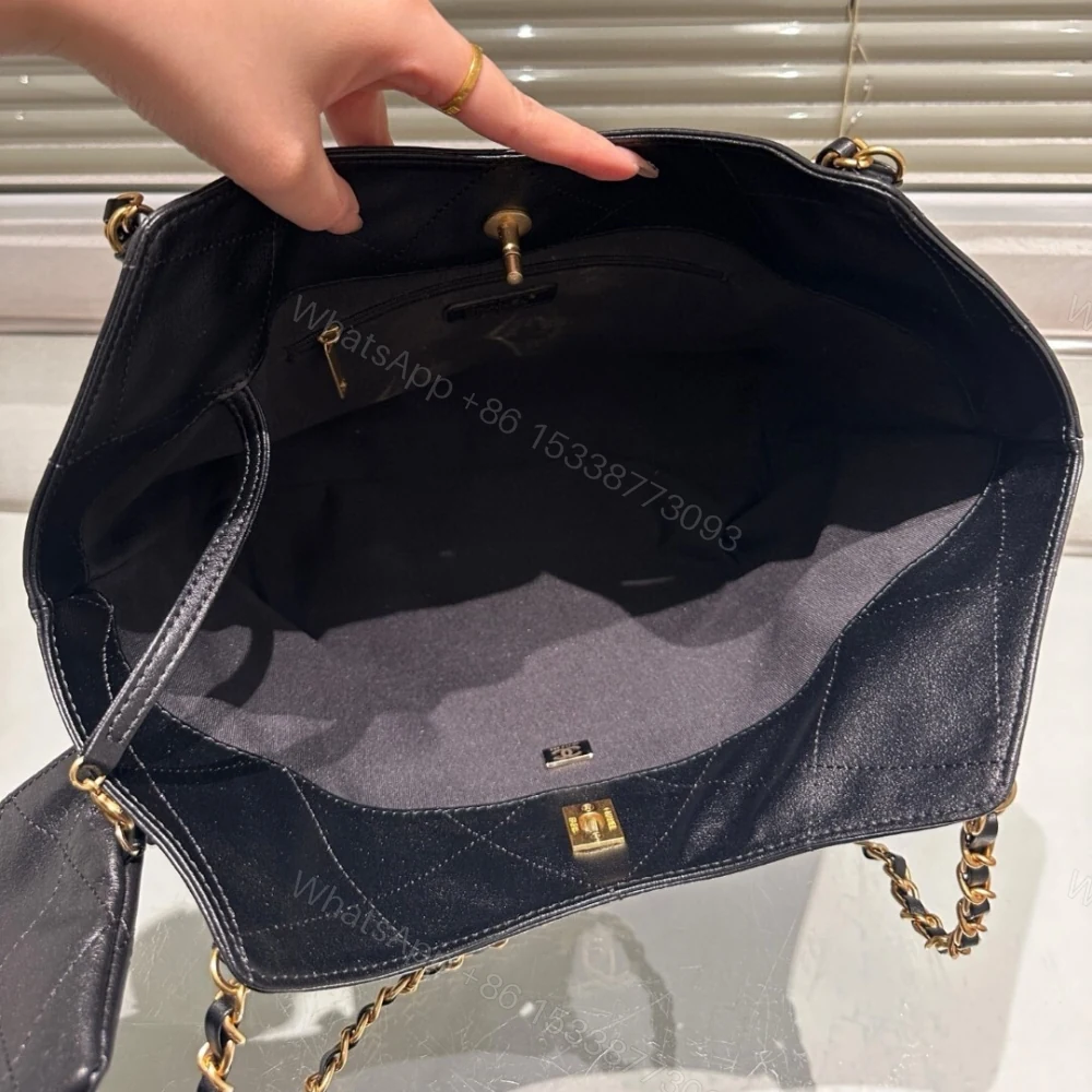 View 7 of Chanel Medium Shopping Bag And Gold Tone Metal Black 35Cm
