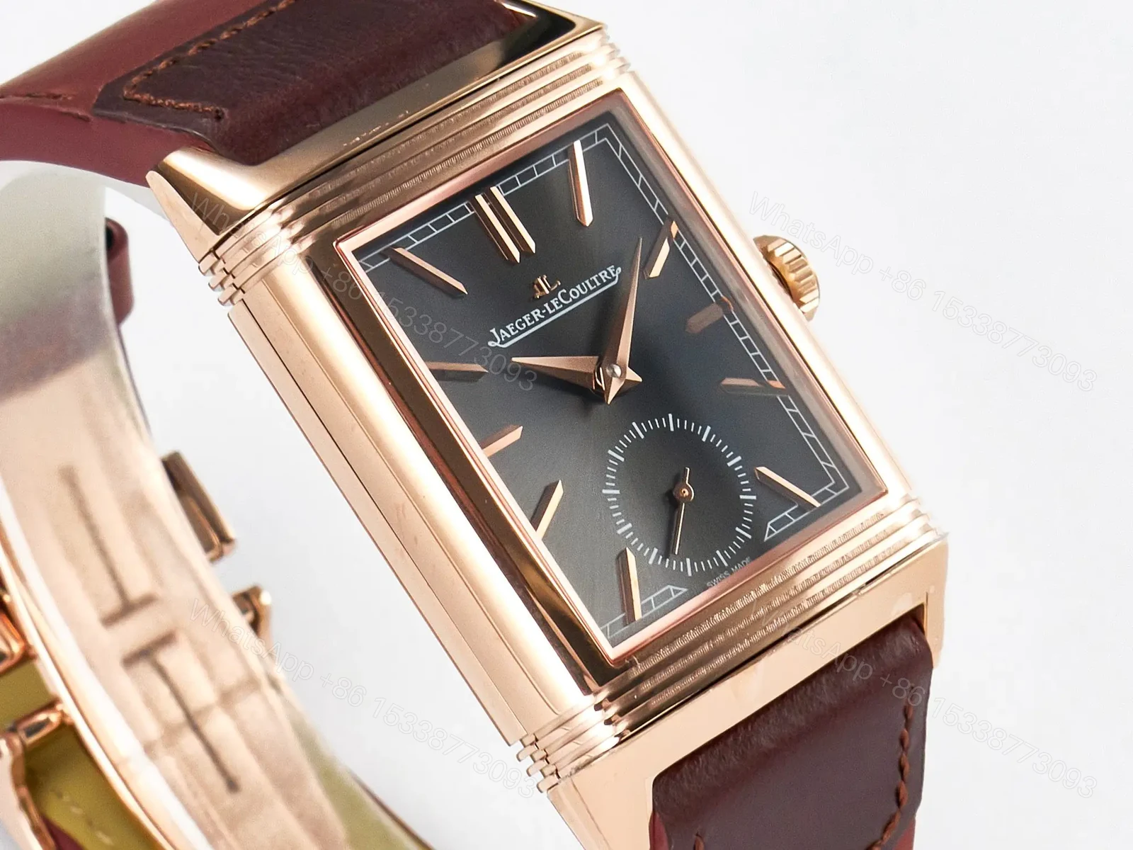 View 6 of Reverso Tribute Duoface Small Seconds RG MGF Best Edition Black Dial on Red Leather Strap A854A