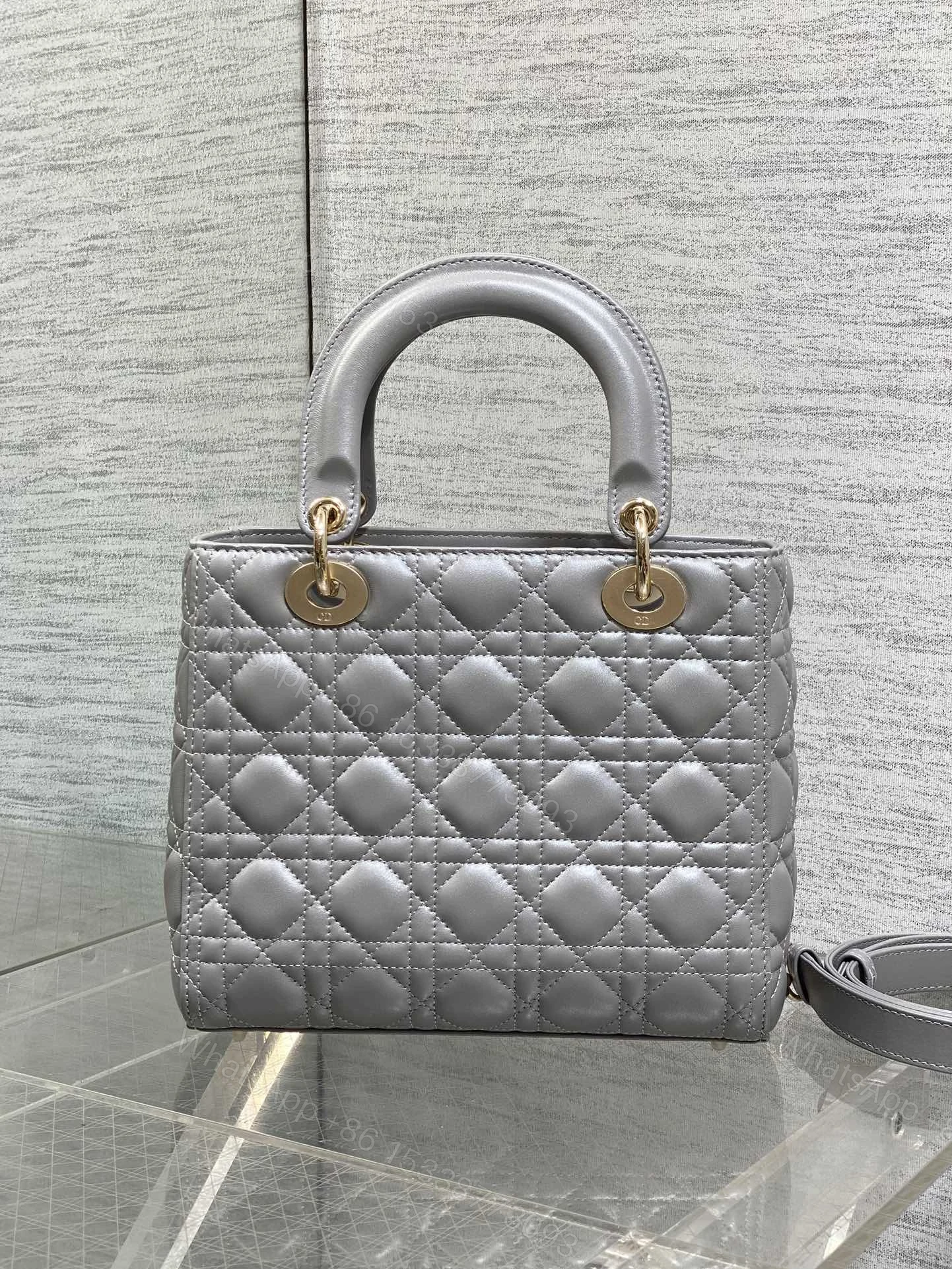 View 4 of Dior Medium Lady in Grey Gold Hardware