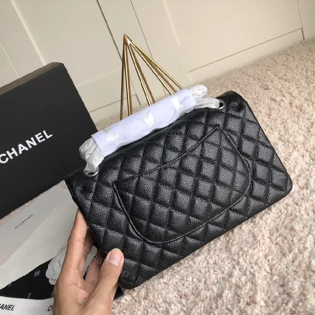 View 7 of Black Quilted Lambskin Flap Bag | Classic Luxury Crossbody Clutch