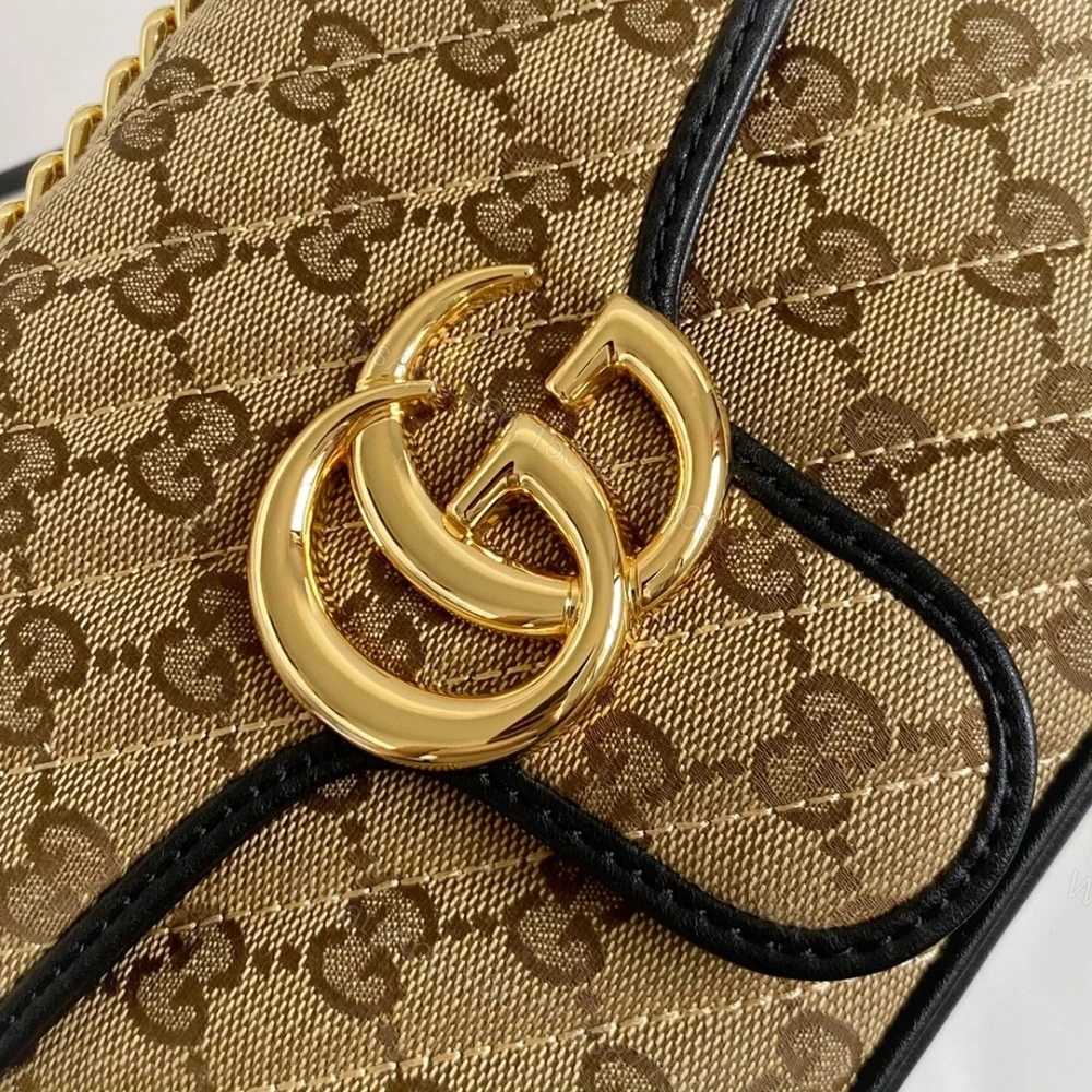 View 3 of Gucci GG Marmont Shoulder Bag Beige And Black 26Cm 443497 HVKEG 9772