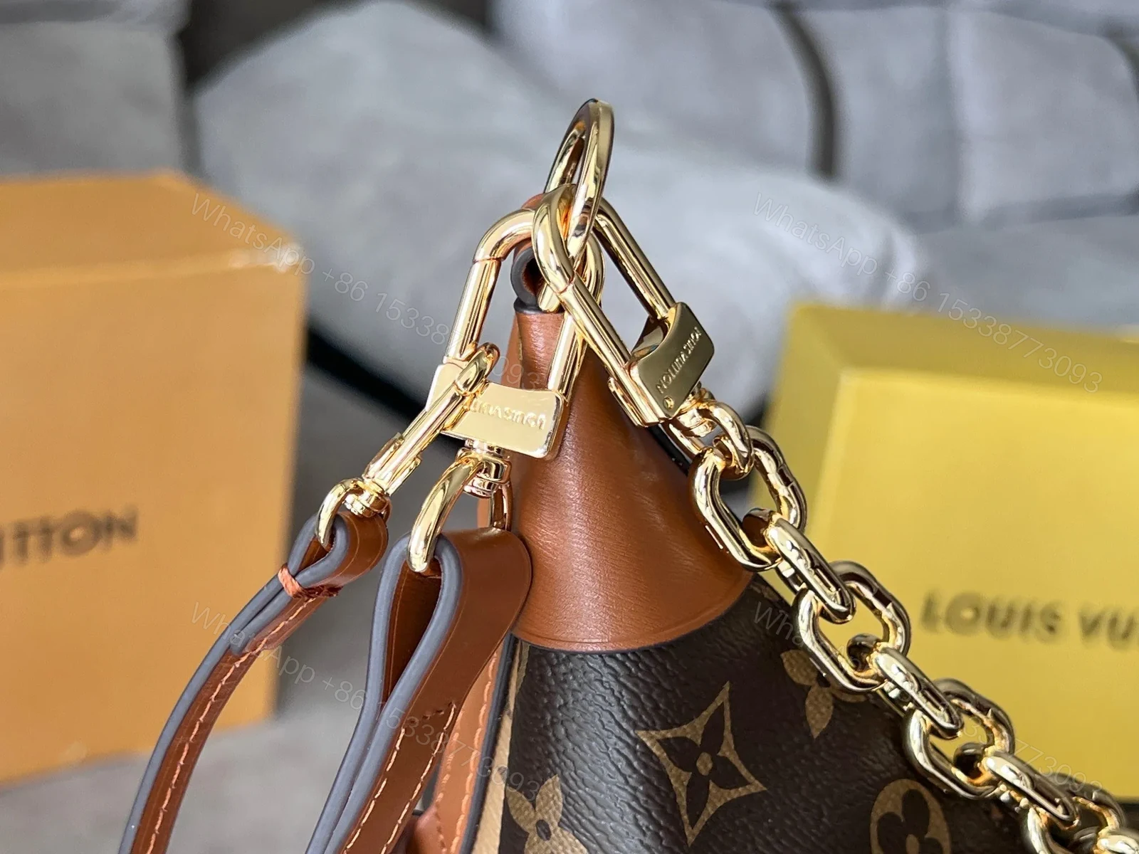View 6 of LV 25S LOOP HOBO 38 IN BROWN MONOGRAM COATED CANVAS GOLD HARDWARE
