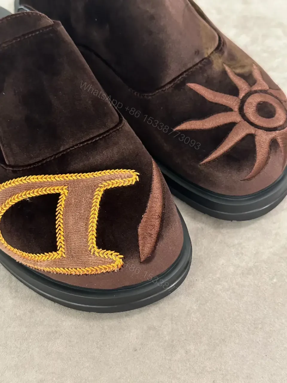 View 5 of Brown Suede Leather Slippers Quilted Logo Dior Slide