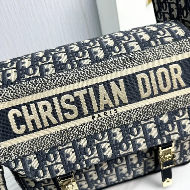 View 4 of Chic Monochrome Dior-Pattern Crossbody Bag with Logo