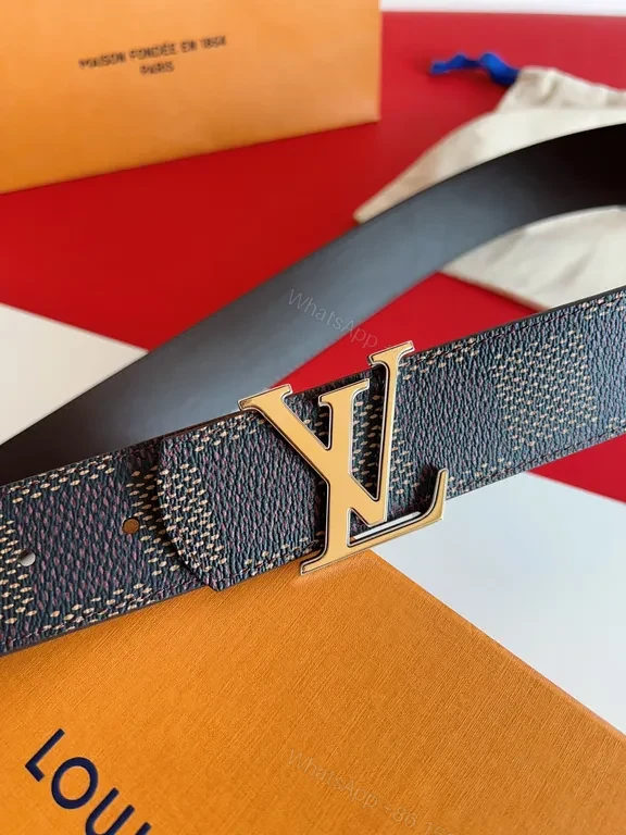 View 3 of Modern Patterned Belt with LV Hardware - Signature Luxury Belt