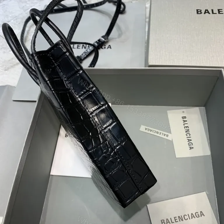 View 2 of Balenciaga Crocodile-Texture Structured Carry Bag