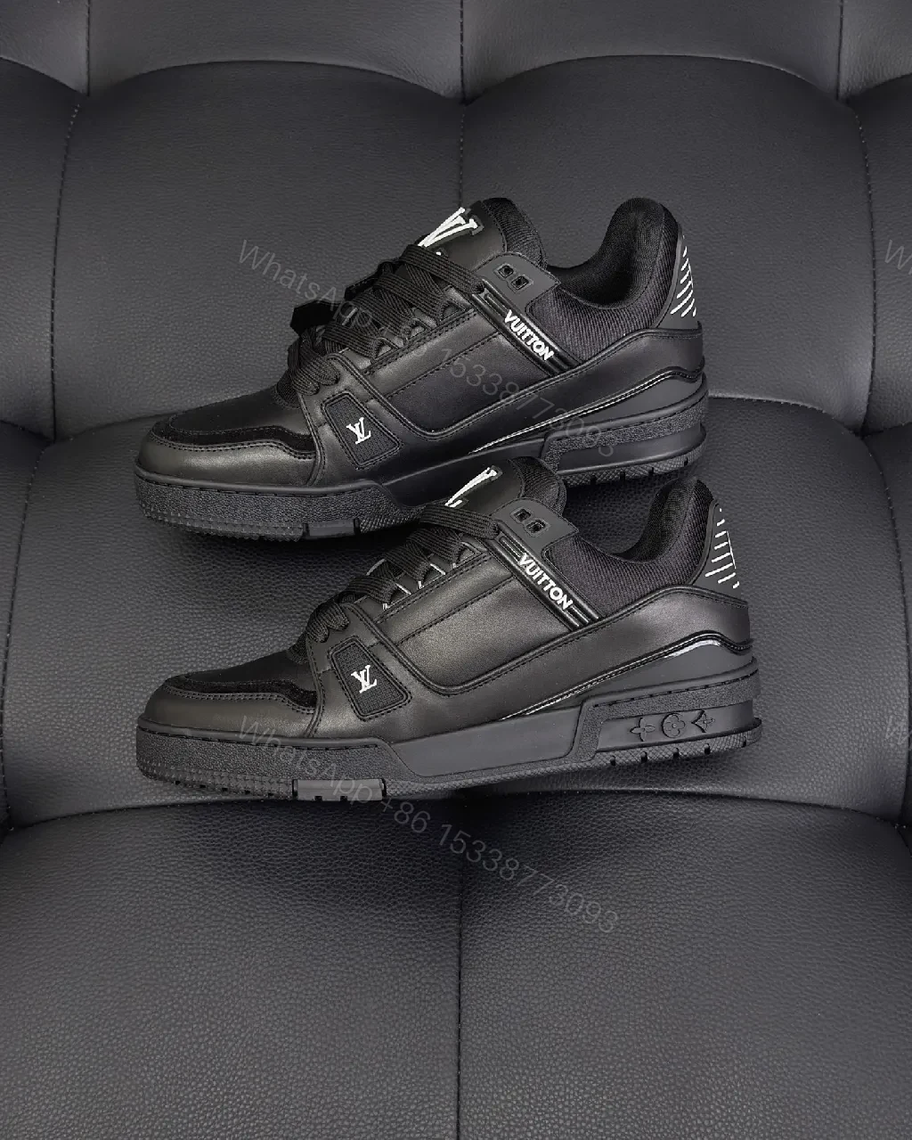 View 7 of Covert Luxe Leather Trainers: Black Minimalist Comfort Sneakers