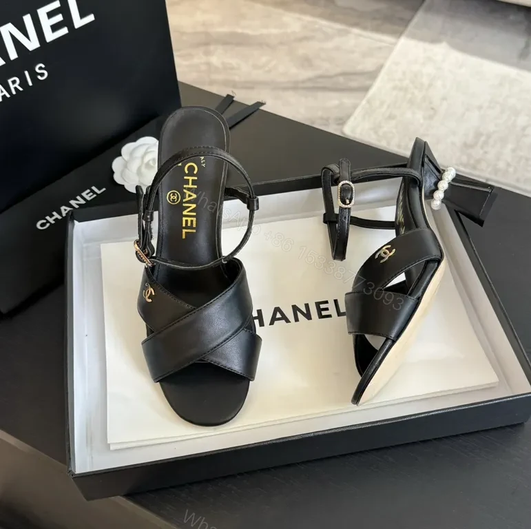 View 9 of Chanel-Inspired Black Leather Sandals: Modern Glam, Everyday Versatility