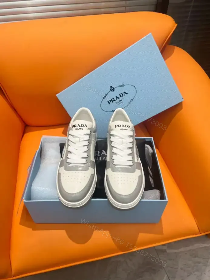 View 8 of DOWNTOWN LEATHER SNEAKERS IN WHITE AND LACQUER GRAY – PRD009