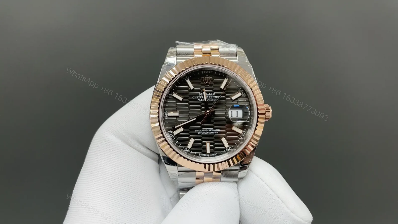 Rolex Datejust 36 126231 Slate Dial Everose Fluted Bezel Jubilee Bracelet Watch 126231-0013 — view 1