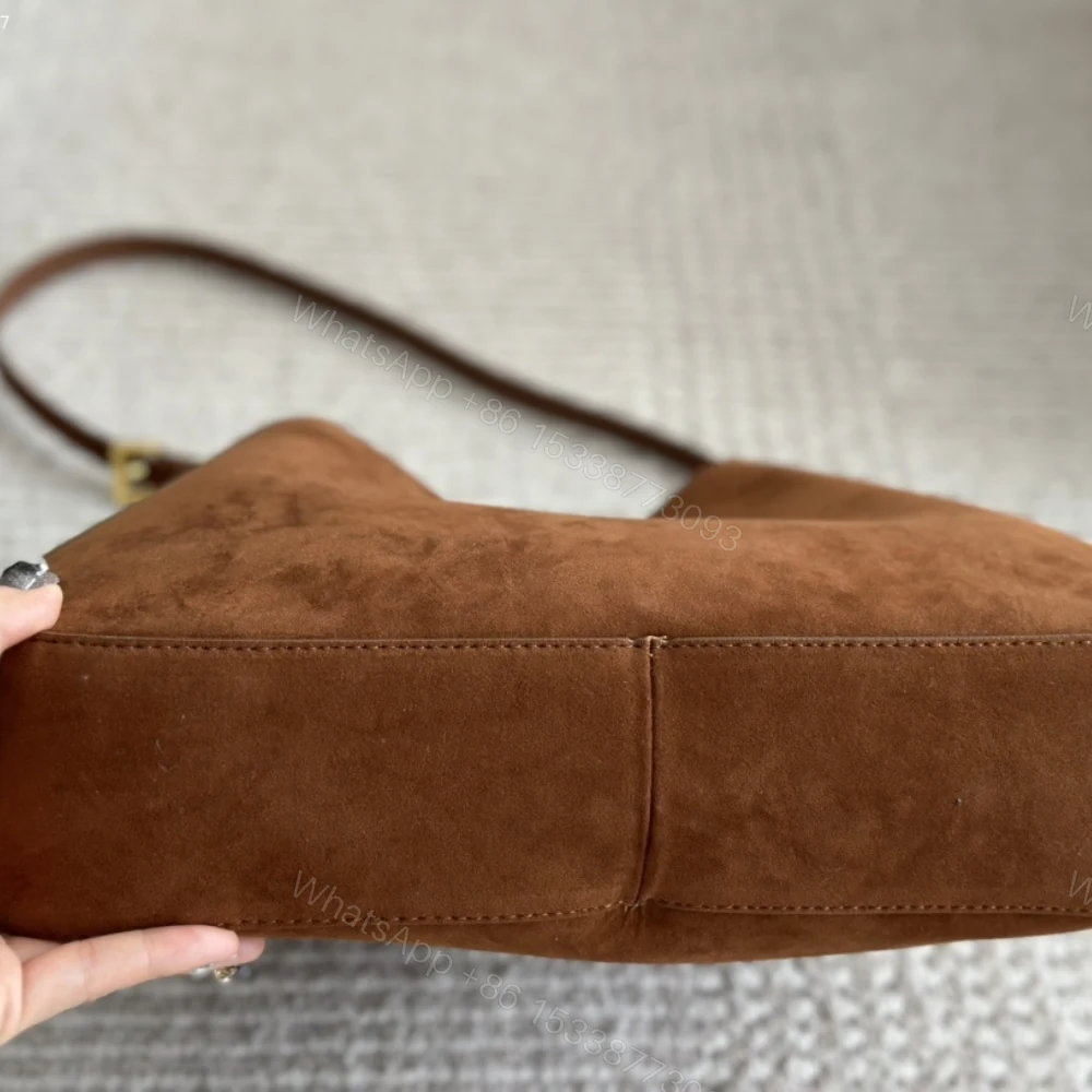 View 7 of PRADA LARGE SUEDE SHOULDER BAG COCOA BROWN 34CM