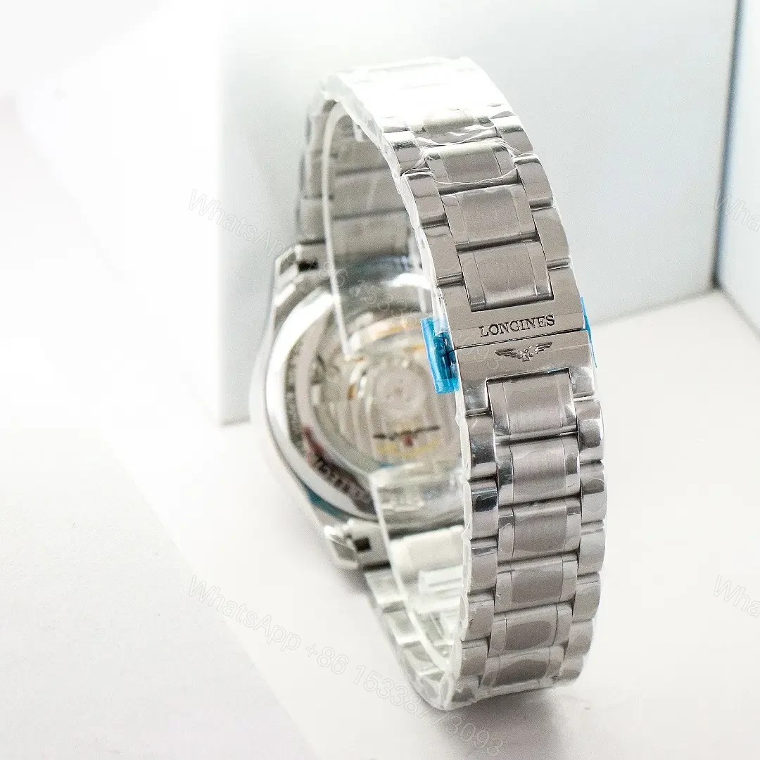 View 8 of Longines Master Collection Classic Re Edition GMT Watch White Dial Stainless Steel Bracelet 40mm Case Sapphire Crystal Italian Leather Strap Option