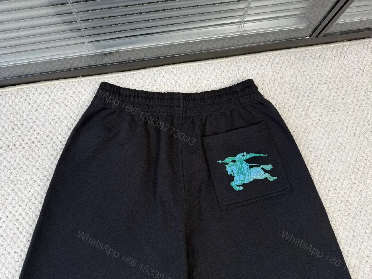 View 5 of Black Cotton Shorts, Classic, Burberry Logo Embroidery