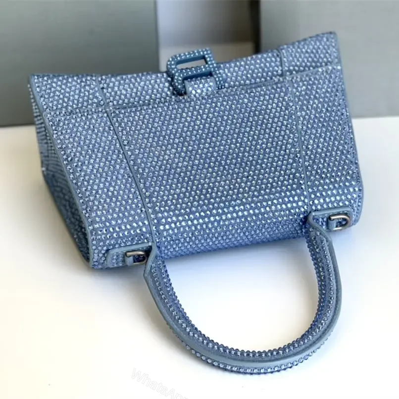 View 9 of 高仿Balenciaga*Hourglass系列沙漏包滿鑽藍色S