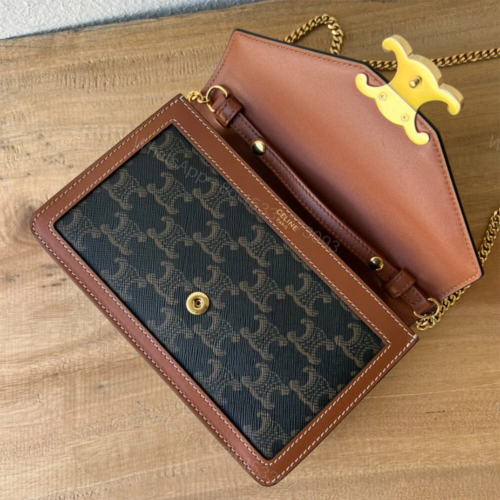 View 7 of CELINE WALLET ON CHAIN MARGO in TRIOMPHE CANVAS and calfskin