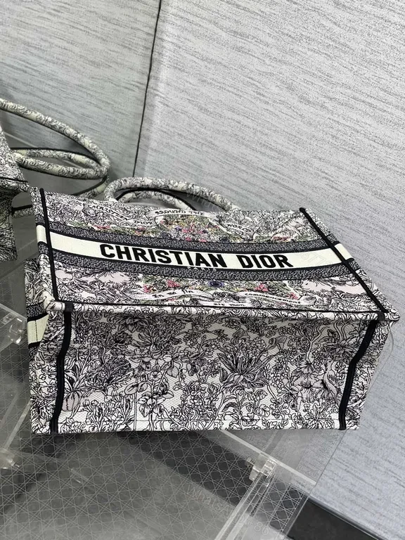 View 8 of Chic Dior-Style Black Tote with Bold Script Details