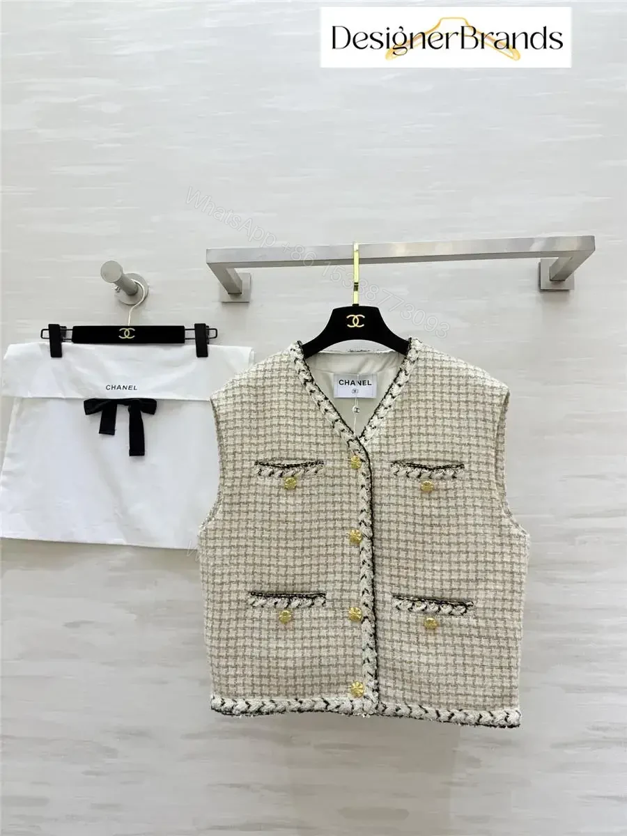 Textured Tweed Vest with Gold Button Detailing—Chic Layering Piece — view 1